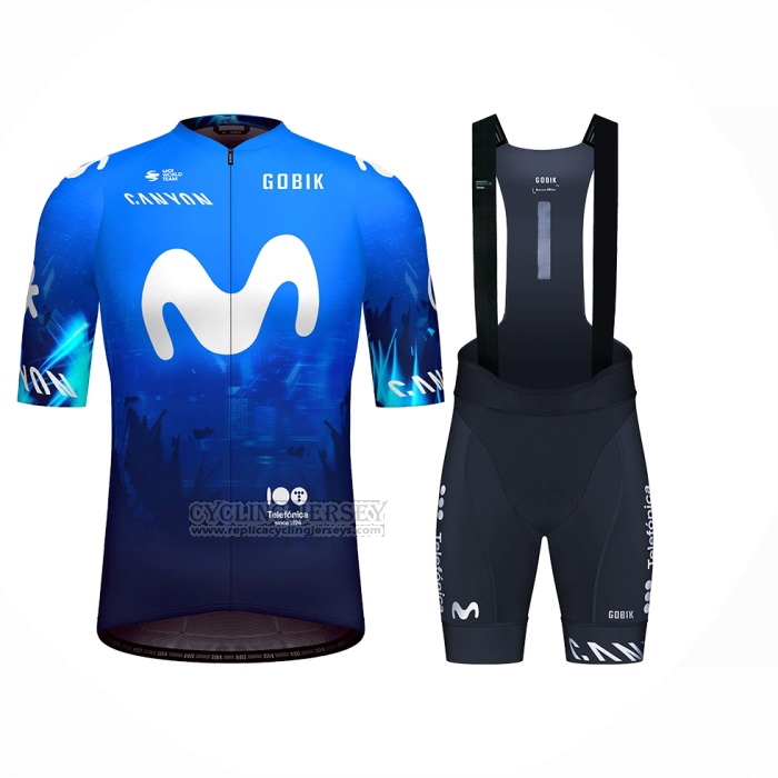 2024 Cycling Jersey Movistar Blue White Short Sleeve And Bib Short